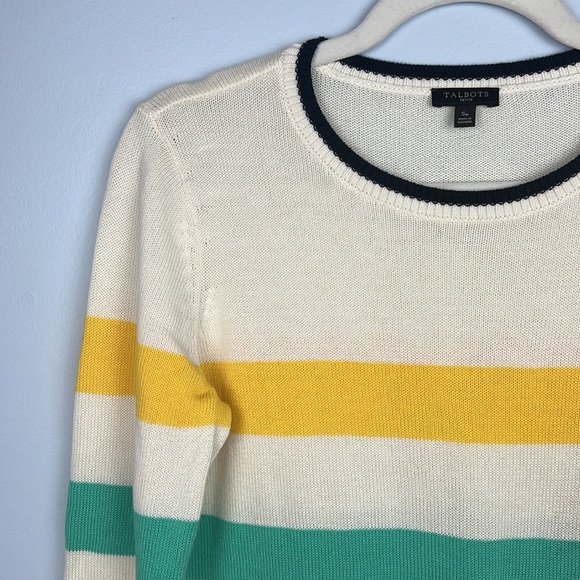 Talbots Small puma cotton striped long sleeve women’s sweater - Picture 3 of 8